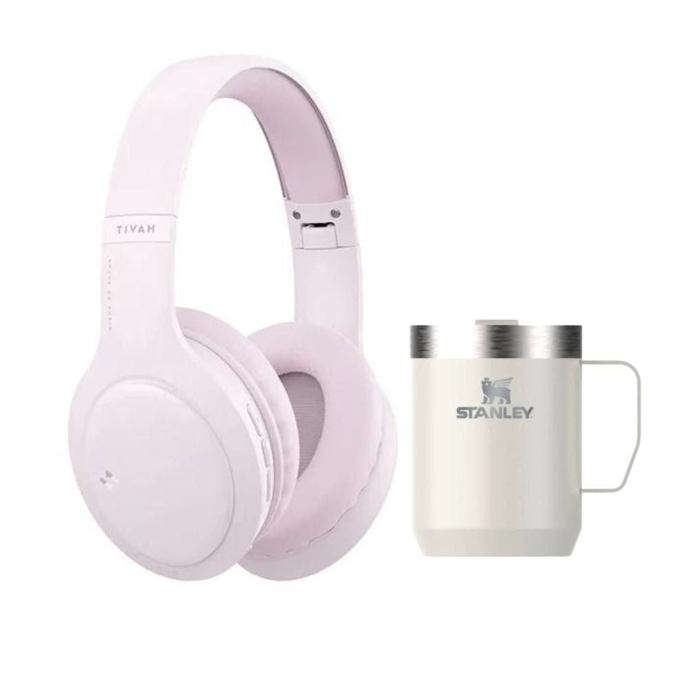 Combo Audifonos Havit Bluetooth Rosa + Taza Stanley Camp Mug 236 ml Cream Gloss